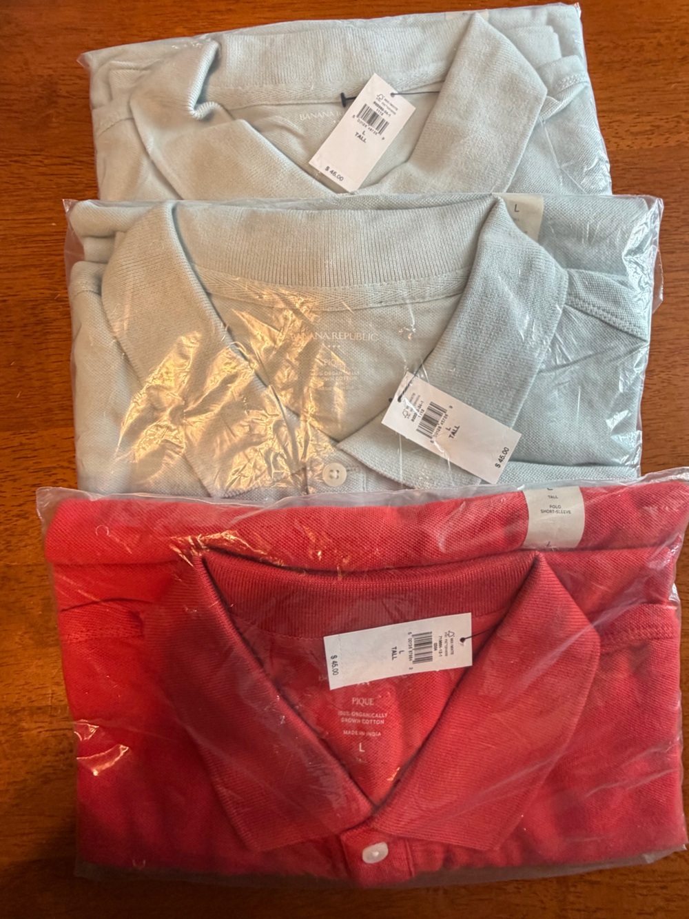 Banana Republic Light Blue and Red Knit Polo LOT nwt